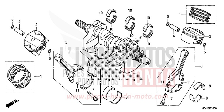 CRANKSHAFT/PISTON for VFR1200X Dual Clutch CANDY PROMINENCE RED (R342) from 2014